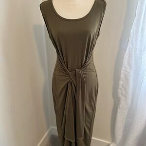 Lane Bryant Green Tie Front Midi Dress